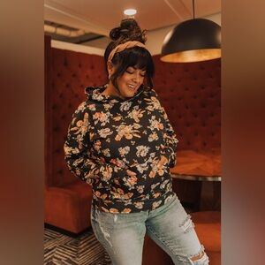 AMPERSAND AVENUE University Hoodie Stuck On You Womens 3X Floral Casual Comfy